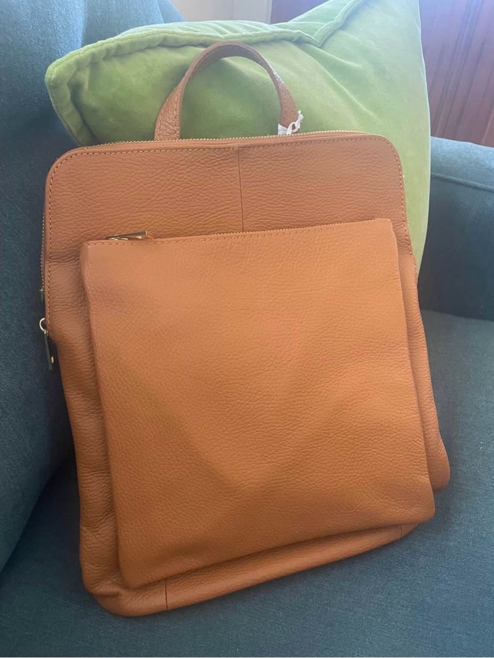 Classic Tan Leather Backpack - Versatile Everyday Bag